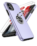 LeYi for iPhone 11 Case with Glass Screen Protector, Shockproof Heavy Duty Protective Slim Fit iPhone 11 Cell Phone Case Cover with Rotatable Ring Holder Magnetic Kickstand for Women