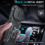 LeYi for iPhone 15 Pro 5G Phone Case: iPhone 15 Pro Case with Slide Camera Cover with Magnetic Stand, Heavy Duty Shockproof para i Phone 15 Pro Case for Women Girl