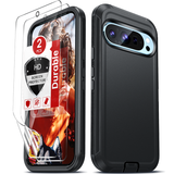 LeYi for Google-Pixel-9 Case with Screen Protector X2, Google Pixel 9 Case 3 in 1 Rugged Shockproof Android Cover Funda Pixel9