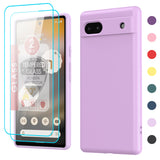 LeYi for Google Pixel 6A Cases, Pixel 6A Cover with Tempered Glass Screen Protectors, Soft Silicone Ultra Slim Shockproof Cover with Anti-Scratch Microfiber Lining 6A Case
