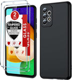 LeYi for Samsung Galaxy A52 Phone Cases, Galaxy A52 5G Cover with Tempered Glass Screen Protectors, Soft Silicone Ultra Slim Shockproof Cover with Anti-Scratch Microfiber Lining A 52 Case