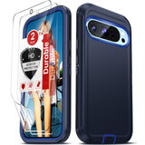 LeYi for Google-Pixel-9-Pro Case with Screen Protector X2, Google Pixel 9 Pro Case 3 in 1 Rugged Shockproof Android Cover Funda Pixel 9Pro