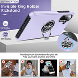 LeYi for Samsung Galaxy A36 5G Case with Glass Screen Protector and Lens Protector, Shockproof Heavy Duty Protective Slim Fit Samsung Galaxy A36 5G Cell Phone Case Cover with Rotatable Ring Holder Magnetic Kickstand for Women