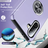 LeYi for Samsung Galaxy A36 5G Case with Glass Screen Protector and Lens Protector, Shockproof Heavy Duty Protective Slim Fit Samsung Galaxy A36 5G Cell Phone Case Cover with Rotatable Ring Holder Magnetic Kickstand for Women