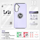 LeYi for Samsung Galaxy A36 5G Case with Glass Screen Protector and Lens Protector, Shockproof Heavy Duty Protective Slim Fit Samsung Galaxy A36 5G Cell Phone Case Cover with Rotatable Ring Holder Magnetic Kickstand for Women