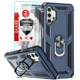 LeYi for Samsung Galaxy A32 Phone Case, Samsung A32 Phone Case with Glass Screen Protector Replacement, Military-Grade Shockproof Magnetic Ring Stand Cell Android Case Cover