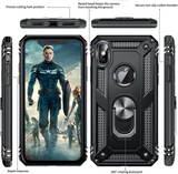 LeYi for iPhone XS Max Phone Case, iPhone XS Max Phone Case with Glass Screen Protector Replacement, Military-Grade Shockproof Magnetic Ring Stand Cell Android Case Cover