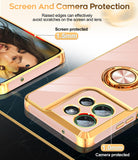 LeYi for Moto G Power 5G 2025 Case: with 1 Pack Tempered Glass Screen Protector and Rotatable Ring Holder Magnetic Kickstand, Plating Rose Gold Edge Case