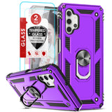 LeYi for Samsung Galaxy A32 Phone Case, Samsung A32 Phone Case with Glass Screen Protector Replacement, Military-Grade Shockproof Magnetic Ring Stand Cell Android Case Cover