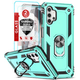 LeYi for Samsung Galaxy A32 Phone Case, Samsung A32 Phone Case with Glass Screen Protector Replacement, Military-Grade Shockproof Magnetic Ring Stand Cell Android Case Cover