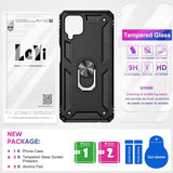 LeYi for Samsung Galaxy A12 Phone Case, Samsung A12 Phone Case with Glass Screen Protector Replacement, Military-Grade Shockproof Magnetic Ring Stand Cell Android Case Cover