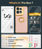 LeYi for Moto G Power 5G 2025 Case: with 1 Pack Tempered Glass Screen Protector and Rotatable Ring Holder Magnetic Kickstand, Plating Rose Gold Edge Case