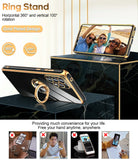 LeYi for Samsung Galaxy A53 5G Case: with 2 Pack Tempered Glass Screen Protector and Rotatable Ring Holder Magnetic Kickstand, Plating Rose Gold Edge Case