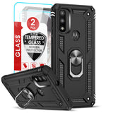 LeYi for Motorola Moto G Play 2023 Case, Motorola G Play 2023 Phone Case with Glass Screen Protector Replacement, Military-Grade Shockproof Magnetic Ring Stand Cell Android Case Cover