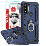 LeYi for Motorola Moto G Play 2023 Case, Motorola G Play 2023 Phone Case with Glass Screen Protector Replacement, Military-Grade Shockproof Magnetic Ring Stand Cell Android Case Cover