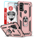 LeYi for Motorola Moto G Play 2023 Case, Motorola G Play 2023 Phone Case with Glass Screen Protector Replacement, Military-Grade Shockproof Magnetic Ring Stand Cell Android Case Cover