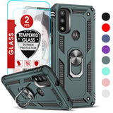 LeYi for Motorola Moto G Play 2023 Case, Motorola G Play 2023 Phone Case with Glass Screen Protector Replacement, Military-Grade Shockproof Magnetic Ring Stand Cell Android Case Cover