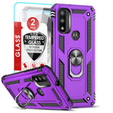 LeYi for Motorola Moto G Play 2023 Case, Motorola G Play 2023 Phone Case with Glass Screen Protector Replacement, Military-Grade Shockproof Magnetic Ring Stand Cell Android Case Cover
