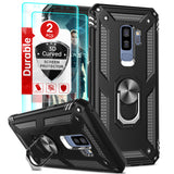 LeYi for Samsung Galaxy S9 Plus Phone Case, Samsung S9 Plus Phone Case with Glass Screen Protector Replacement, Military-Grade Shockproof Magnetic Ring Stand Cell Android Case Cover