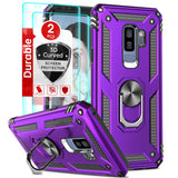 LeYi for Samsung Galaxy S9 Plus Phone Case, Samsung S9 Plus Phone Case with Glass Screen Protector Replacement, Military-Grade Shockproof Magnetic Ring Stand Cell Android Case Cover