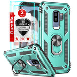LeYi for Samsung Galaxy S9 Plus Phone Case, Samsung S9 Plus Phone Case with Glass Screen Protector Replacement, Military-Grade Shockproof Magnetic Ring Stand Cell Android Case Cover