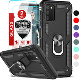 LeYi for Samsung Galaxy A03S Phone Case, Samsung A03S Phone Case with Glass Screen Protector Replacement, Military-Grade Shockproof Magnetic Ring Stand Cell Android Case Cover