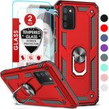 LeYi for Samsung Galaxy A03S Phone Case, Samsung A03S Phone Case with Glass Screen Protector Replacement, Military-Grade Shockproof Magnetic Ring Stand Cell Android Case Cover