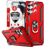 LeYi for Samsung Galaxy A05s Phone Case with 2 Glass Screen Protector Replacement, Military-Grade Shockproof Magnetic Ring Stand Cell Android Case Cover