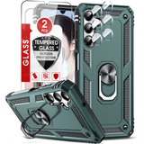 LeYi for Samsung Galaxy A05s Phone Case with 2 Glass Screen Protector Replacement, Military-Grade Shockproof Magnetic Ring Stand Cell Android Case Cover