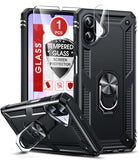 LeYi for Samsung Galaxy A07 Phone Case, Samsung A07 Phone Case with Glass Screen Protector Replacement, Military-Grade Shockproof Magnetic Ring Stand Cell Android Case Cover