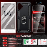 LeYi for Samsung Galaxy A07 Phone Case, Samsung A07 Phone Case with Glass Screen Protector Replacement, Military-Grade Shockproof Magnetic Ring Stand Cell Android Case Cover