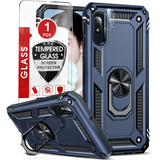 LeYi for Samsung Galaxy A10E Phone Case, Samsung A10E Phone Case with Glass Screen Protector Replacement, Military-Grade Shockproof Magnetic Ring Stand Cell Android Case Cover
