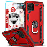 LeYi for Samsung Galaxy A12 Phone Case, Samsung A12 Phone Case with Glass Screen Protector Replacement, Military-Grade Shockproof Magnetic Ring Stand Cell Android Case Cover