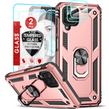 LeYi for Samsung Galaxy A12 Case with Glass Screen Protector Replacement, Military-Grade Shockproof Magnetic Ring Stand Cell Android Case Cover