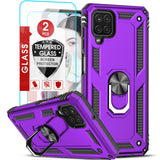 LeYi for Samsung Galaxy A12 Phone Case, Samsung A12 Phone Case with Glass Screen Protector Replacement, Military-Grade Shockproof Magnetic Ring Stand Cell Android Case Cover