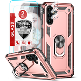 LeYi for Samsung Galaxy A13 5G Case with Glass Screen Protector Replacement, Military-Grade Shockproof Magnetic Ring Stand Cell Android Case Cover