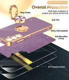 LeYi for Samsung Galaxy S25 FE 5G Case: with 2 Pack Tempered Glass Screen Protector and Rotatable Ring Holder Magnetic Kickstand, Plating Rose Gold Edge Case