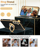 LeYi for Samsung Galaxy S25 FE 5G Case: with 2 Pack Tempered Glass Screen Protector and Rotatable Ring Holder Magnetic Kickstand, Plating Rose Gold Edge Case