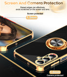 LeYi for Samsung Galaxy S25 FE 5G Case: with 2 Pack Tempered Glass Screen Protector and Rotatable Ring Holder Magnetic Kickstand, Plating Rose Gold Edge Case