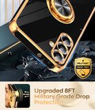 LeYi for Samsung Galaxy S25 FE 5G Case: with 2 Pack Tempered Glass Screen Protector and Rotatable Ring Holder Magnetic Kickstand, Plating Rose Gold Edge Case