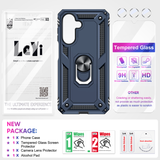 LeYi for Samsung Galaxy A26 Phone Case, Samsung A26 Phone Case with Glass Screen Protector Replacement, Military-Grade Shockproof Magnetic Ring Stand Cell Android Case Cover
