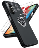 LeYi for Samsung Galaxy A26 5G Case with Glass Screen Protector and Lens Protector, Shockproof Heavy Duty Protective Slim Fit Samsung Galaxy A26 5G Cell Phone Case Cover with Rotatable Ring Holder Magnetic Kickstand for Women