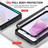 LeYi for Samsung A35-5G Case: Screen Protector X2, Duel Layer Heavy Duty Protection, Camera Cover & Magnetic Kickstand