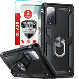 LeYi for Samsung Galaxy S20 FE Phone Case, Samsung S20 FE Phone Case with Glass Screen Protector Replacement, Military-Grade Shockproof Magnetic Ring Stand Cell Android Case Cover
