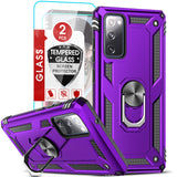 LeYi for Samsung Galaxy S20 FE Phone Case, Samsung S20 FE Phone Case with Glass Screen Protector Replacement, Military-Grade Shockproof Magnetic Ring Stand Cell Android Case Cover