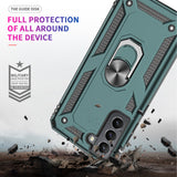 LeYi for Samsung Galaxy S21 FE Case with Glass Screen Protector Replacement, Military-Grade Shockproof Magnetic Ring Stand Cell Android Case Cover