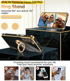 LeYi for Samsung Galaxy S22-Plus 5G Case: with Rotatable Ring Holder Magnetic Kickstand, Plating Rose Gold Edge Case
