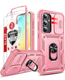 LeYi for Galaxy S24-FE Case: with Screen Protector X 2 Tempered Glass & Magnetic Stand, Dual Layer Protective