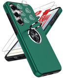 LeYi for Samsung Galaxy S25 FE Case with Glass Screen Protector and Lens Protector, Shockproof Heavy Duty Protective Slim Fit Samsung Galaxy S25 FE Cell Phone Case Cover with Rotatable Ring Holder Magnetic Kickstand for Women