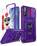 LeYi for Galaxy S21-FE 5G Case: with Screen Protector X 2 & Magnetic Holder Stand, Heavy Duty Protective S21FE Phone Case